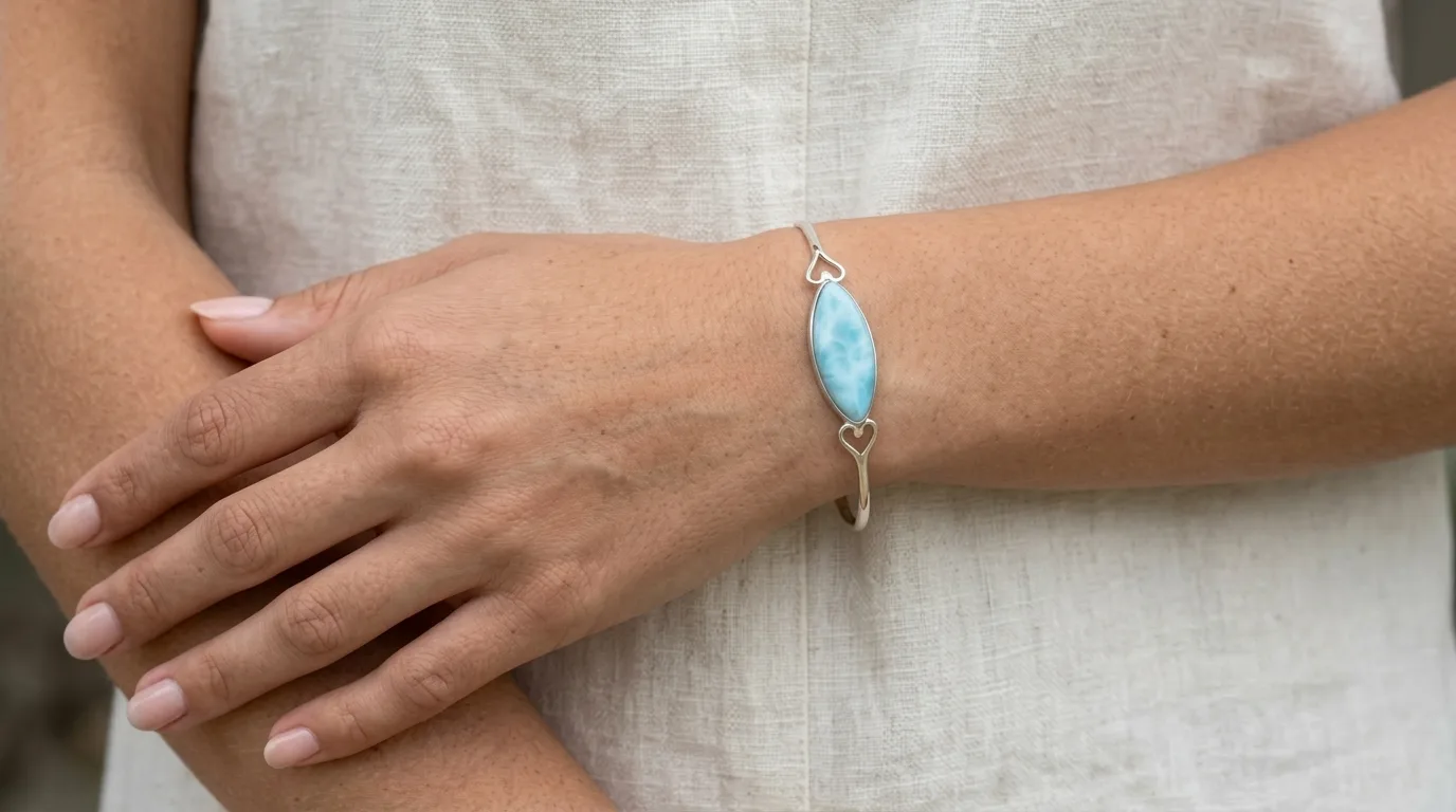Open Marquise Navette Larimar Cuff Bracelet - Editorial