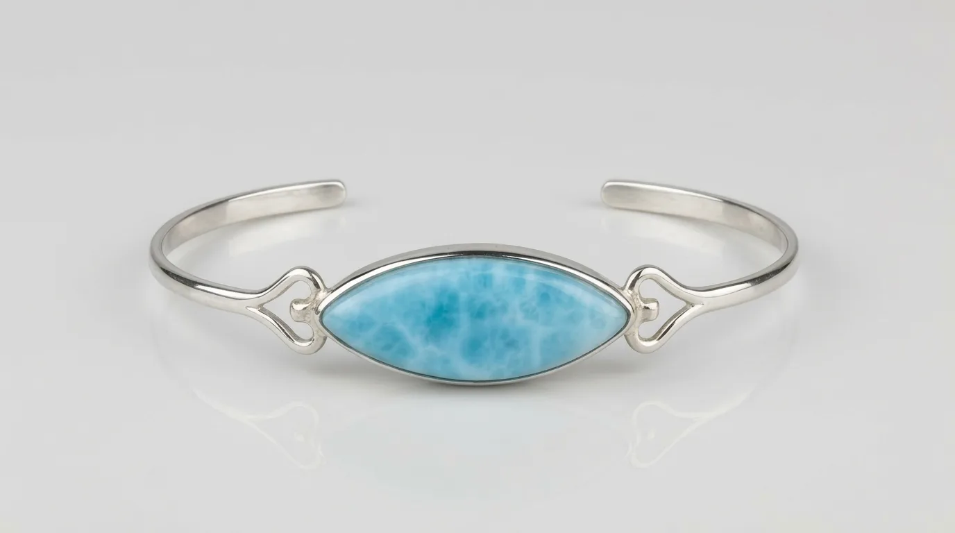 Open Marquise Navette Larimar Cuff Bracelet