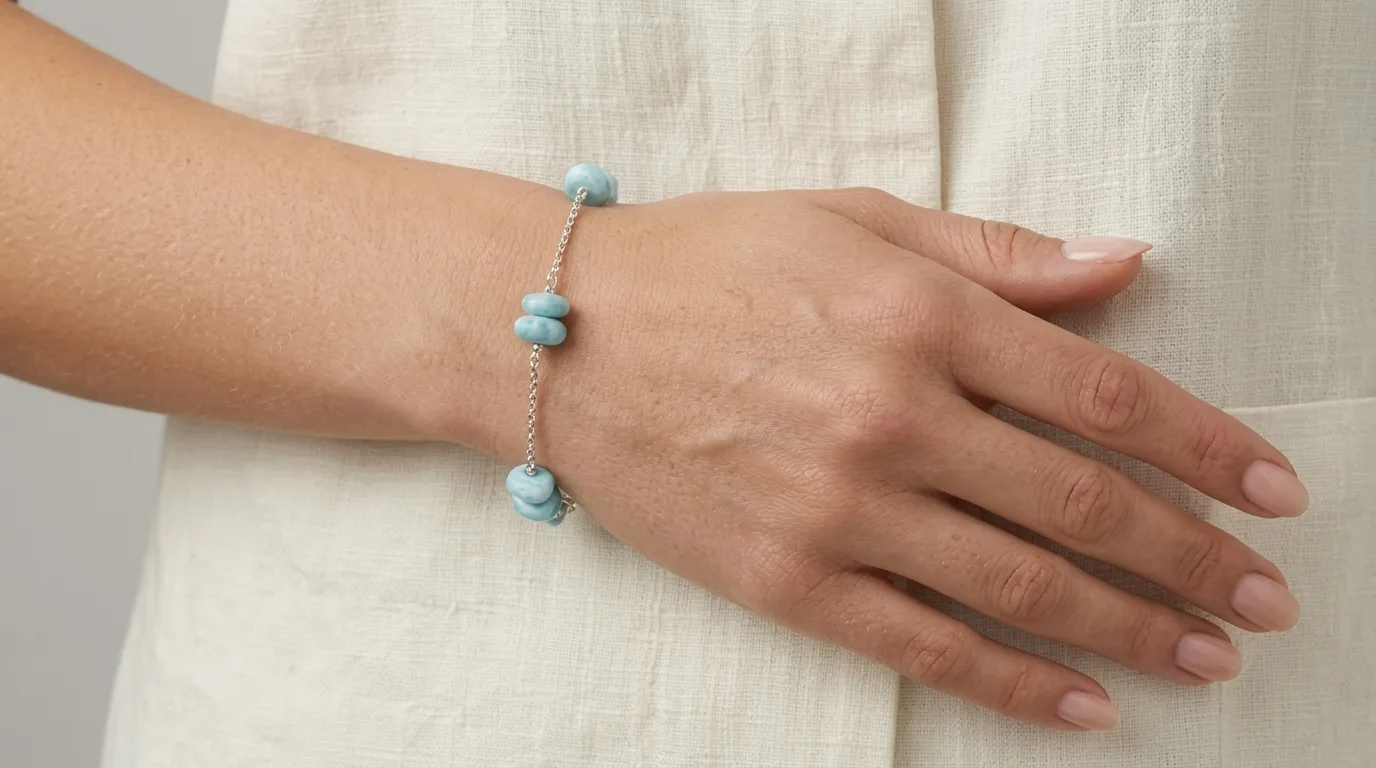 Freeform Tumbled Chips Larimar Bracelet - Editorial