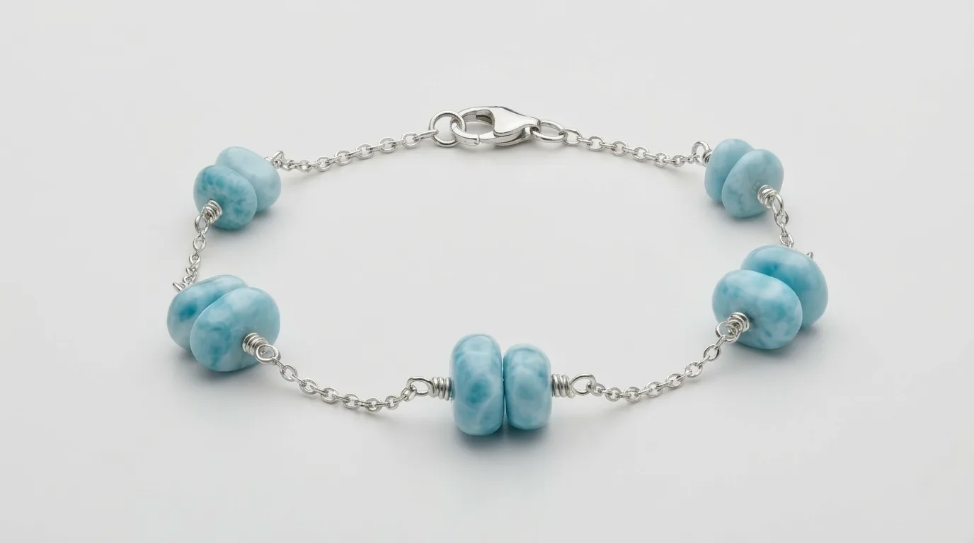 Freeform Tumbled Chips Larimar Bracelet