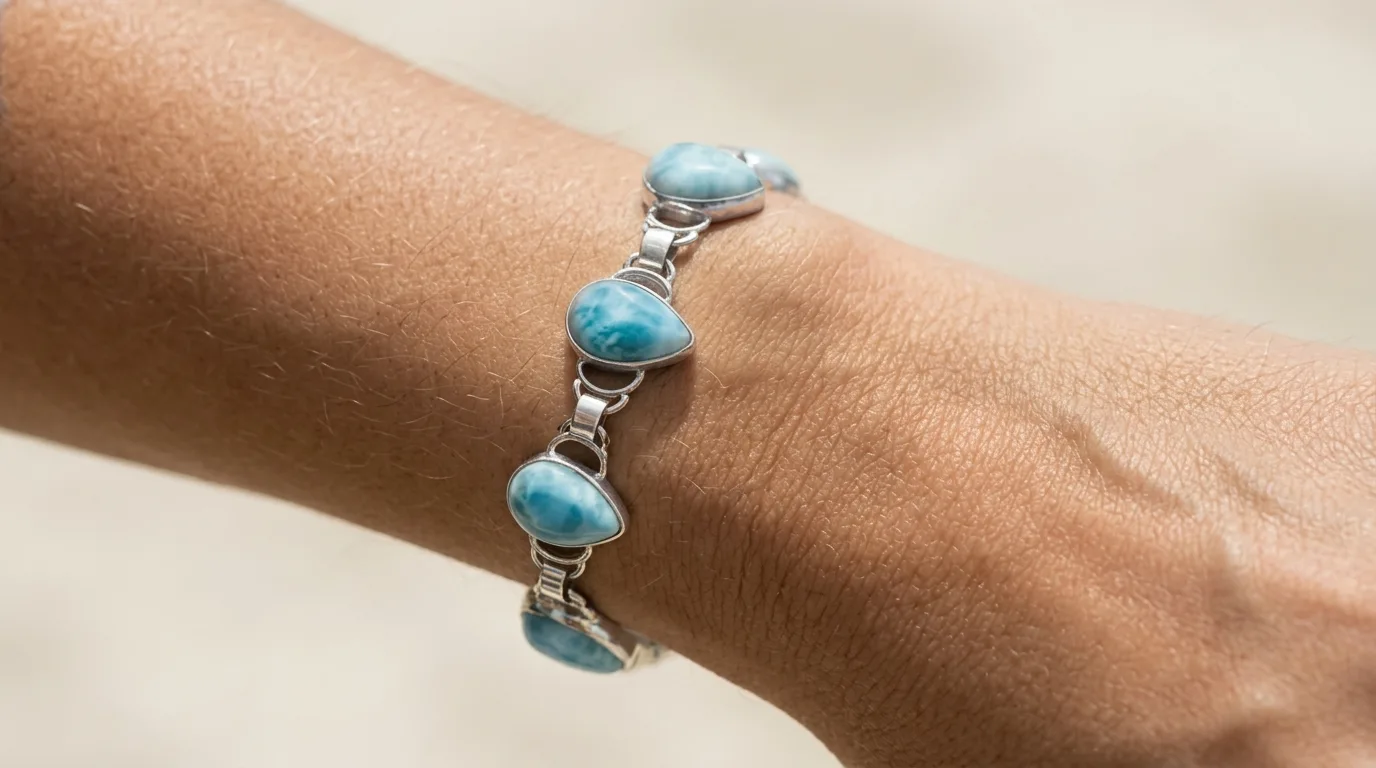 Wide-Bezel Six Teardrops Link Larimar Bracelet - Editorial