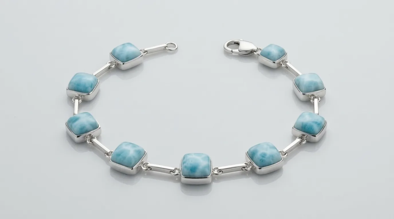 Eight Squares Geometric Link Larimar Bracelet