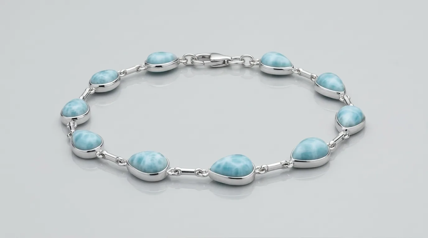 Alternating Eight Teardrops Link Larimar Bracelet