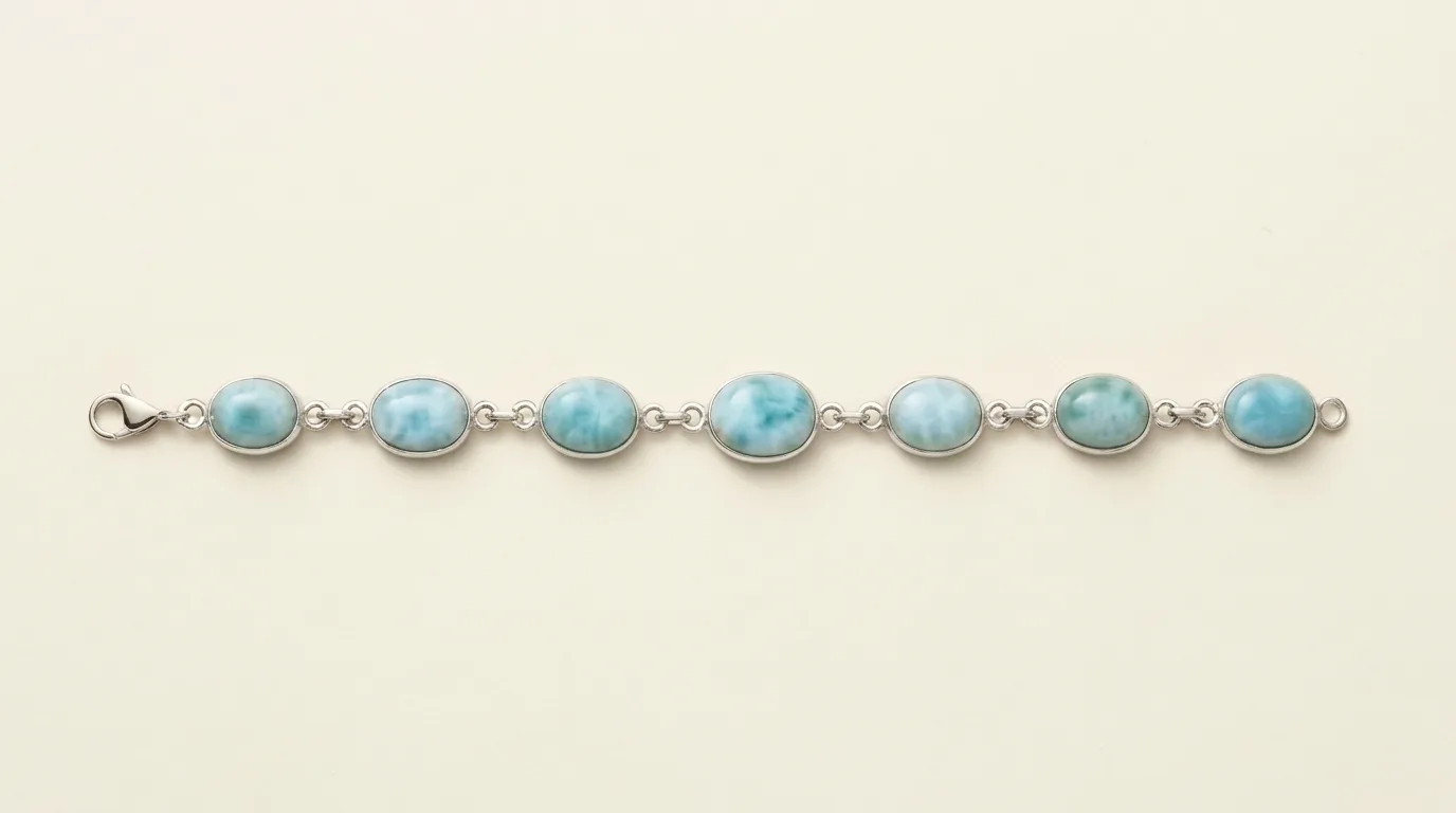 Slender Eight Ovals Link Larimar Bracelet